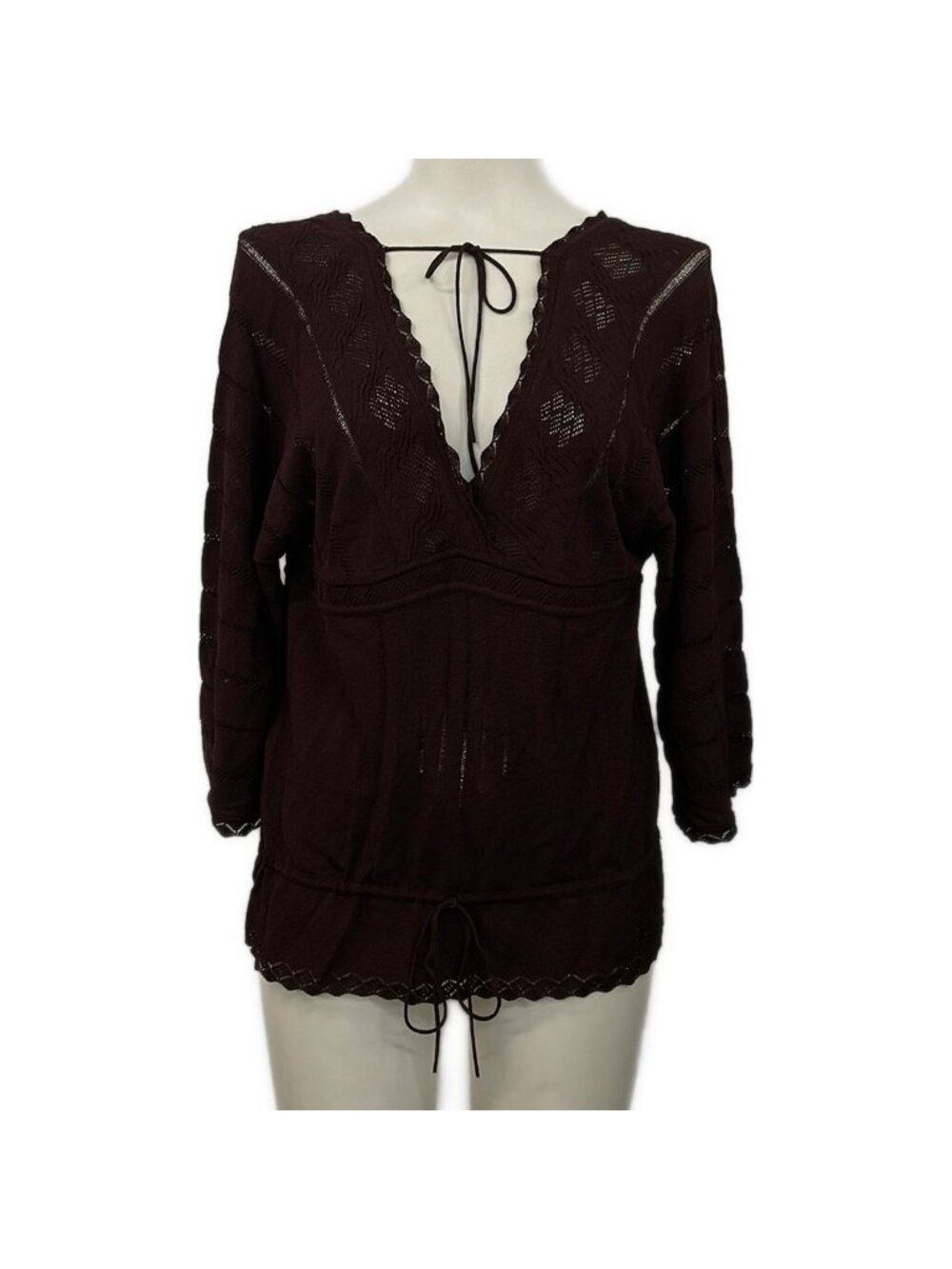 Chanel Three Quarter Sleeve Top M Dark Brown 40